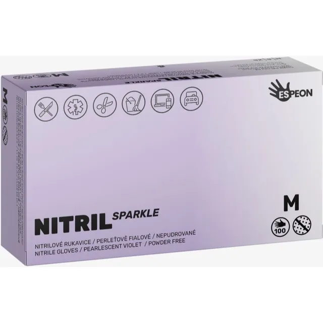 Espeon Nitril Sparkle Pearlescent Violet puudrita nitriilkindad suurus M 2x50 tk