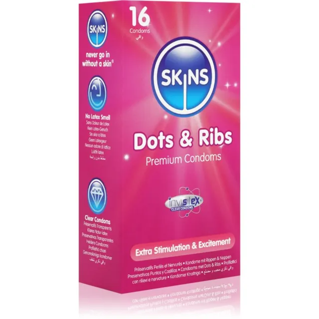 Skins Dots & Ribs kondoomid Vanilla 16 tk