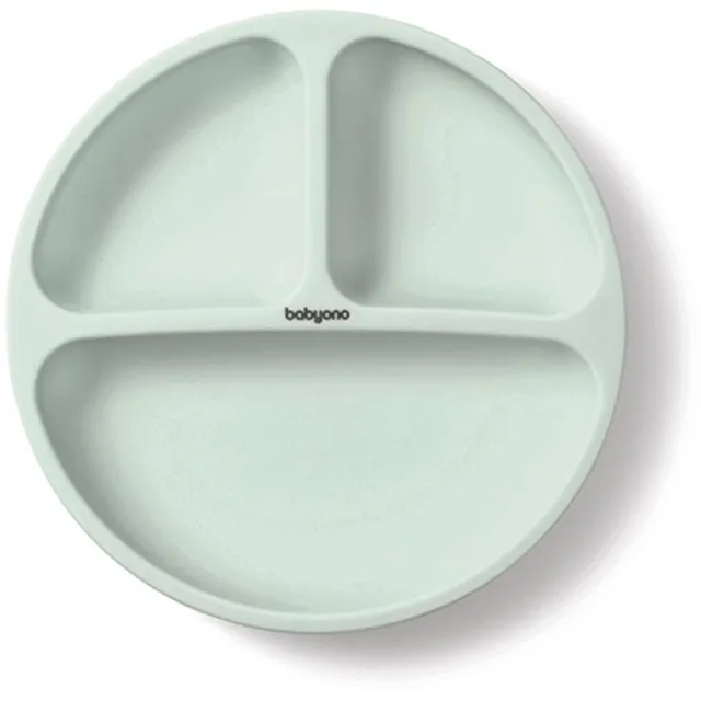 BabyOno Siilicone Plate 6m+ sektoriteks jagatud taldrik iminapaga Sage 1 tk