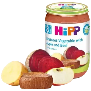 Hipp peedi-juurvilja-õunapüree loomalihaga 220g, alates 8-elukuust glüteenivaba