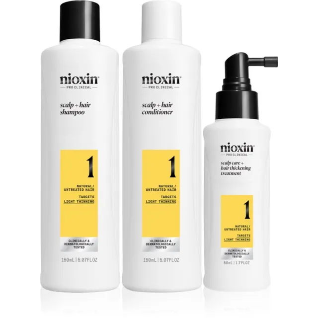 Nioxin System 1 Kinkekomplekt õhukestele või õhenevatele juustele 3 tk