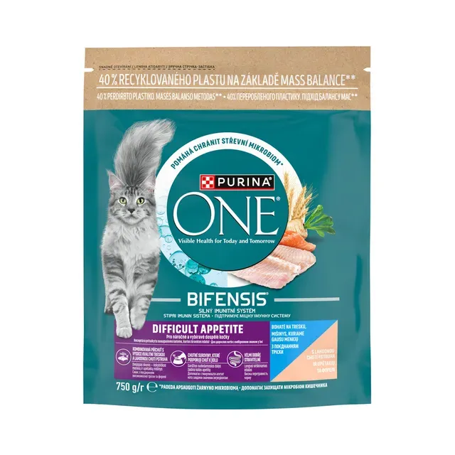 Kuivtoit Difficult Appetite täissööt täiskasvanud kassidele tursa ja forelliga, PURINA ONE, 750 g