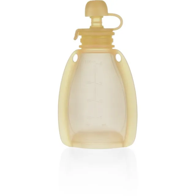 Zopa Silicone Refillable Baby Food Pouch toidukott 0 m+ Transparent Yellow 120 ml