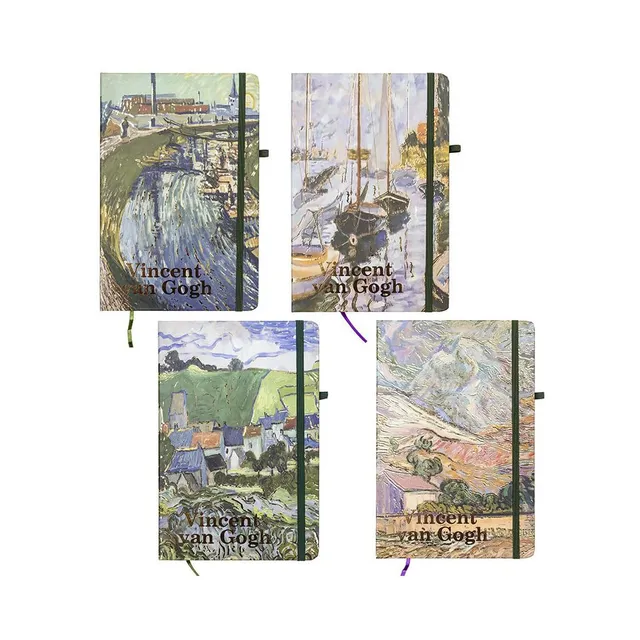 Märkmik A5 80 lehte joon, Vincent van Gogh kummiga kõva kaas, CENTRUM, 1 tk