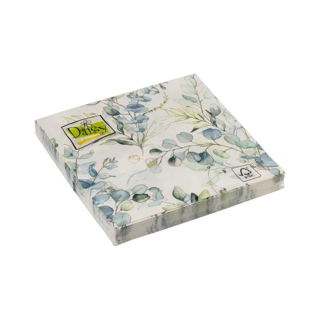 Salvrätikud 33x33cm, 2-kihilised, hallid lehed, DAISY, 20 tk