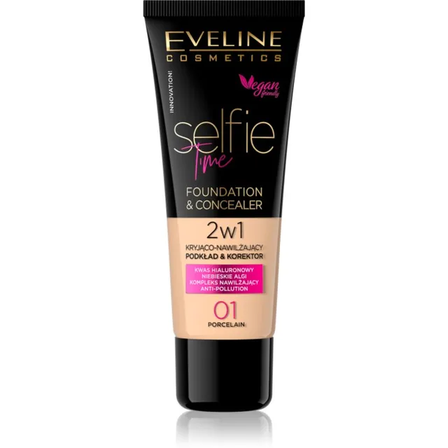 Eveline Cosmetics Selfie Time Jumestus- ja peitekreem kaks-ühes varjund 01 Porcelain 30 ml