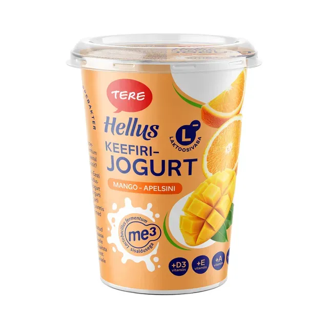 Keefirijogurt mango-apelsini, HELLUS, 380 g