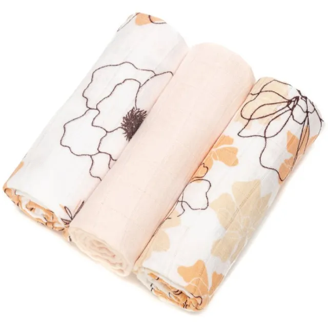 T-TOMI BIO Bamboo Diapers riidest mähkmed Flowers 70x70 cm 3 tk