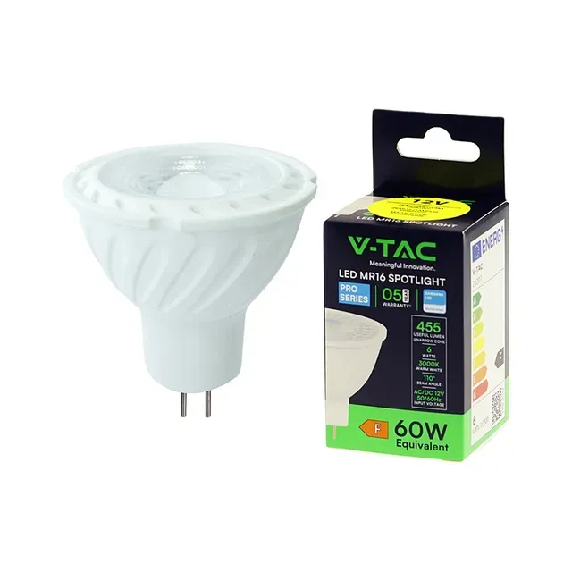 LED lamp 12V MR16/GU5.3/6W/445lm, V-TAC, 1 tk