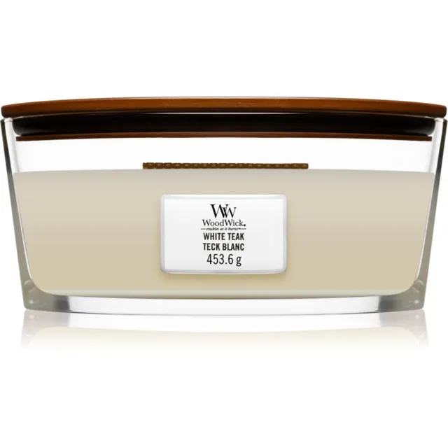 Woodwick White Teak lõhnaküünal puidust taht (hearthwick) 453.6 g
