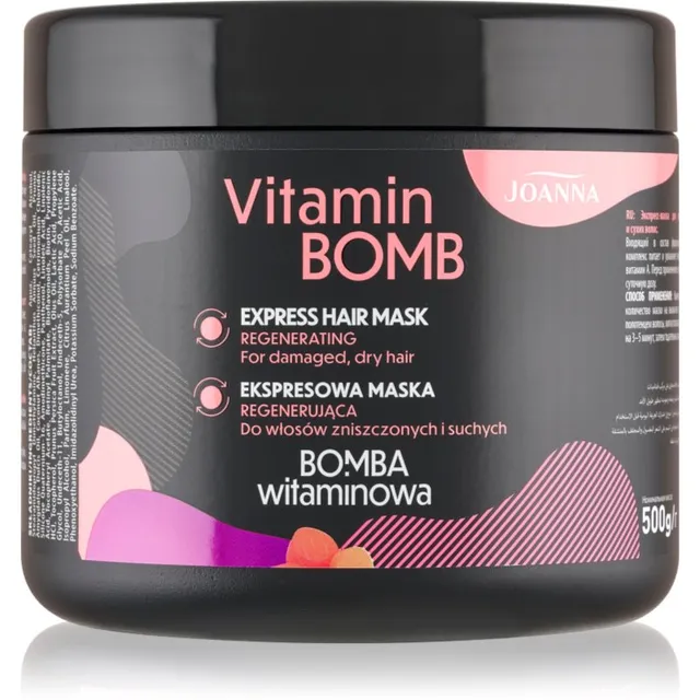 Joanna Vitamin Bomb Express Hair Mask Mask kuivadeleja kahjustatud juustele 500 ml