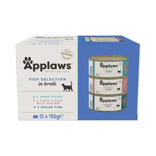 Applaws kassikonservide multipakk, kala kastmes, 12 x 156 g