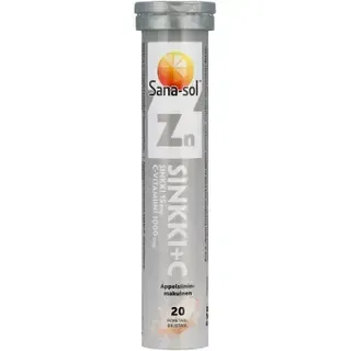 Sana-Sol apelsiinimaitselised joogitabletid tsink + C-vitamiin 1000mg 20tk