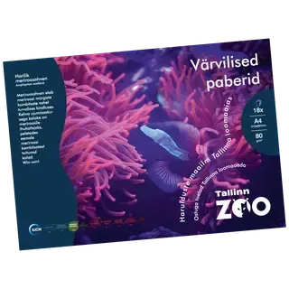 Värvilise paberi plokk Tallinna Loomaaed A4/80g 18 lehte, TALLINNA ZOO, 1 tk