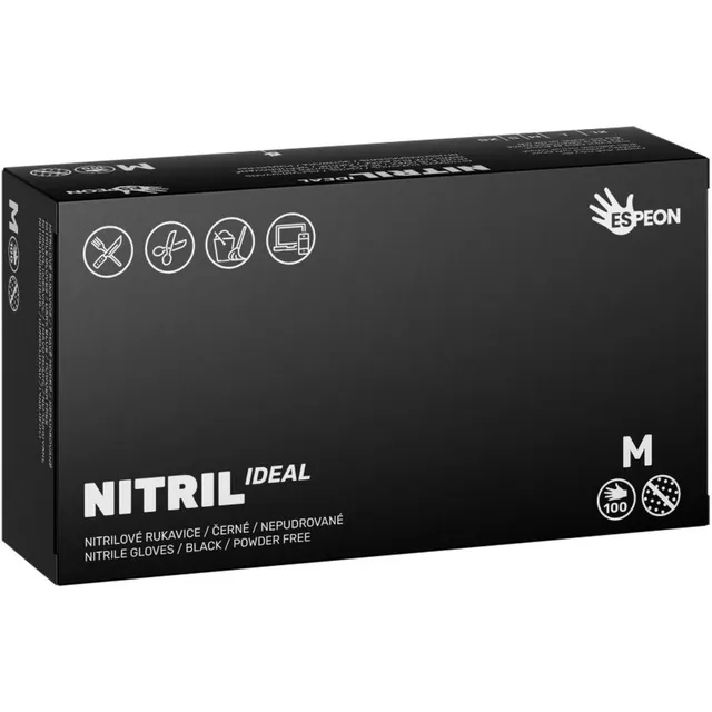 Espeon Nitril Ideal3 Black puudrita nitriilkindad suurus M 100 tk