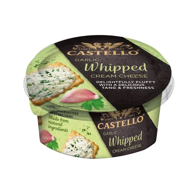 Vahustatud kreemjuust, küüslaugumaitseline, CASTELLO, 125 g