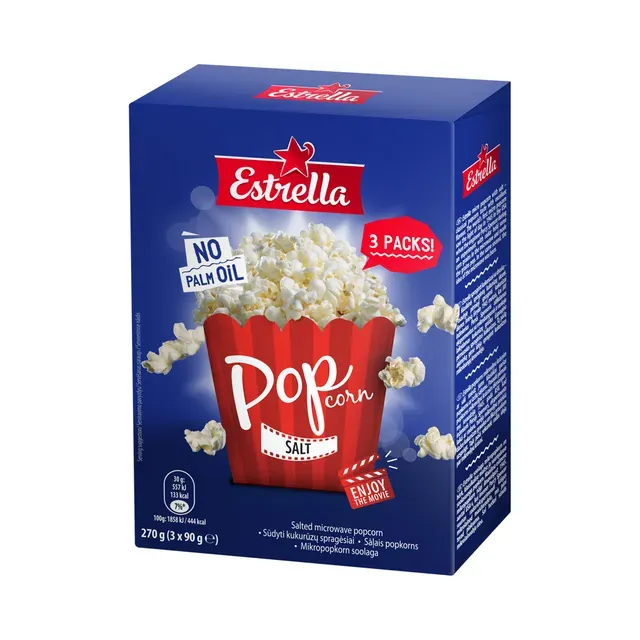 Mikropopkorn soolaga (3x90g), ESTRELLA, 270g