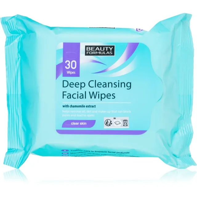 Beauty Formulas Clear Skin Deep Cleansing Niisked puhastusrätikud rasusele ja probleemsele nahale 30 tk