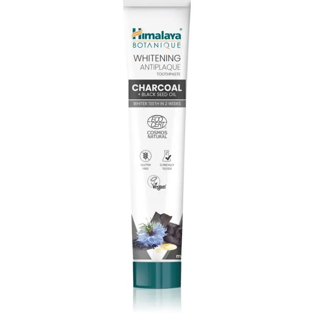 Himalaya Herbals Whitening Antiplaque Charcoal + Black Seed Oil Valgendav hambapasta aktiivsöega 75 ml