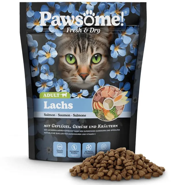 Pawsome! Fresh & Dry kassi kuivtoit lõhega, teraviljavaba