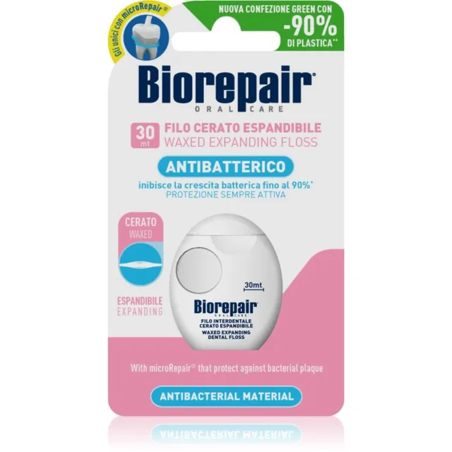 Biorepair Dental Floss Waxed Expanding Vahatatud hambaniit tundlikele igemetele Pink 30 m