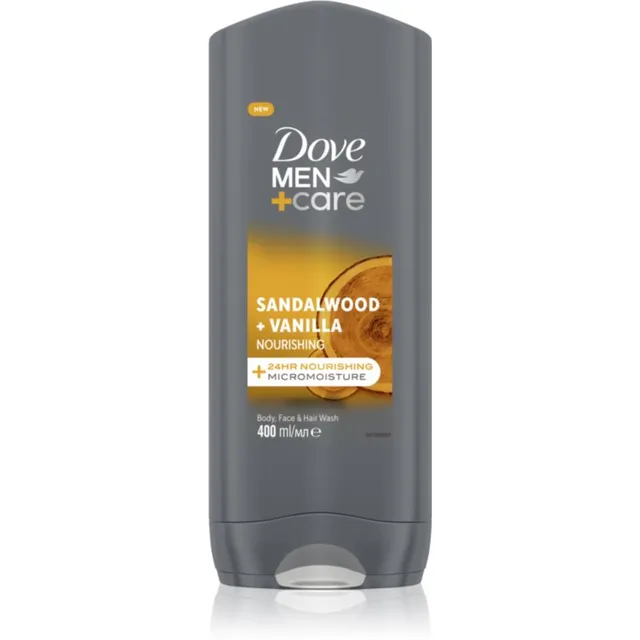 Dove Men+Care Sandalwood&Vanilla Dušigeel näole, kehale ja juustele meestele 400 ml