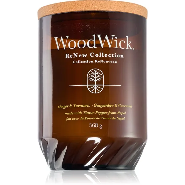 Woodwick Renew Ginger & Tumeric lõhnaküünal puidust taht 368 g