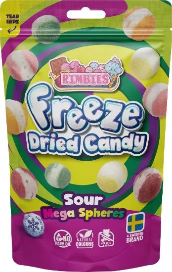 RIMBIES Külmkuivatatud kommid Sour Mega Spheres, 50g