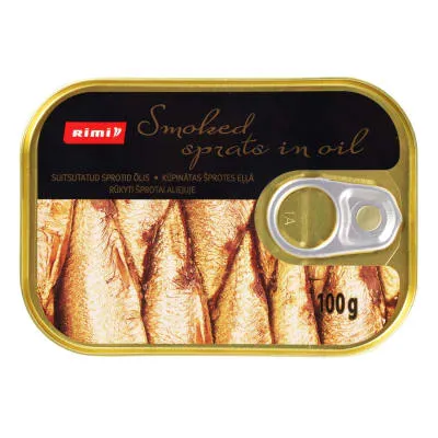 Suitsutatud sprotid õlis Rimi 100g/70g