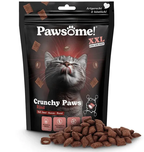 Pawsome! Crunchy Paws kassimaius, krõbedad padjakesed veiseliha täidisega