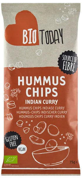 Hummus krõpsud karri vürtsidega, ökoloogiline