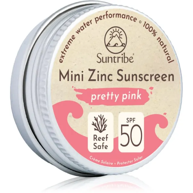 Suntribe Mini Zinc Sunscreen Mineraalne kaitsekreen näole ja kehale SPF 50 Pretty Pink 15 g