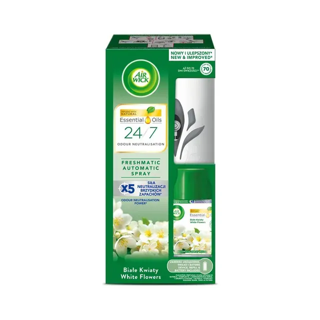 Õhuvärskendaja Freshmatic komplekt White Flowers 250ml, AIR WICK, 1 tk