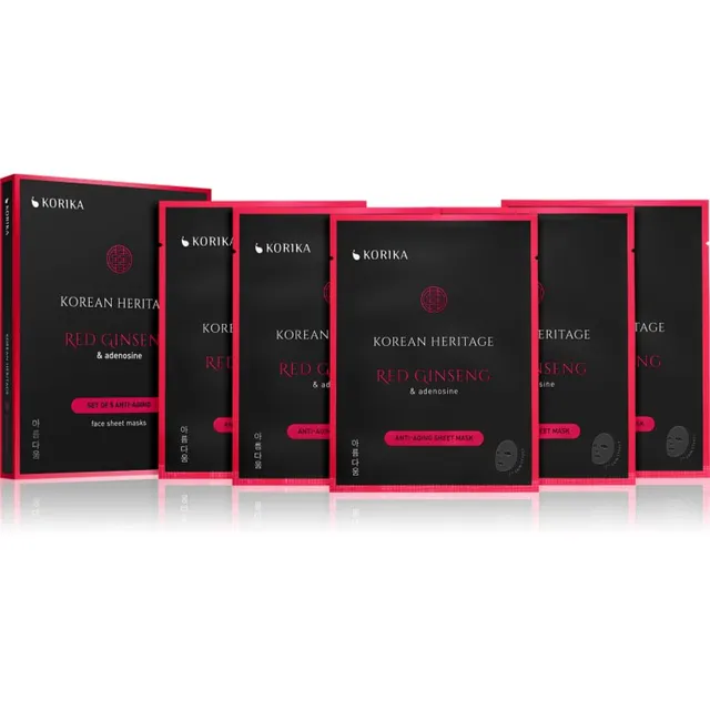 KORIKA Korean Heritage Red Ginseng & Adenosine Anti-aging Sheet Mask näomask soodushinnaga vananemisvastase ja pinguldava toimega