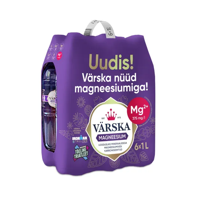 Magneesiumivesi karboniseeritud 6-pakk, VÄRSKA, 6 x 1 L