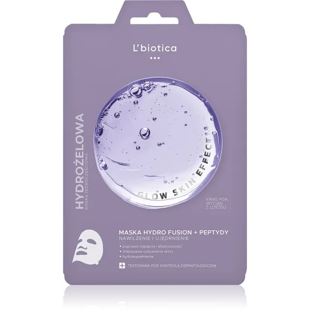 L’biotica PGA Hydro Fusion + Peptides Intensiivne hüdrogeelmask ühtlase nahatooni jaoks 1 tk