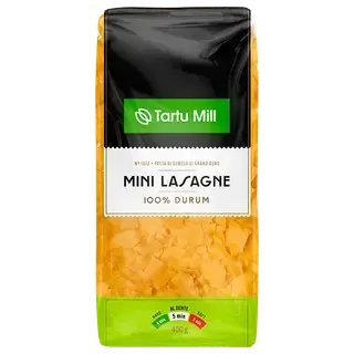 Durum pasta Mini Lasagne, TARTU MILL, 400 g
