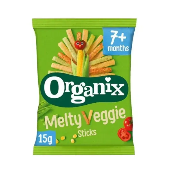 Maisiküpsised köögiviljadega MELTY VEGGIE STICKS, alates 7. elukuust.