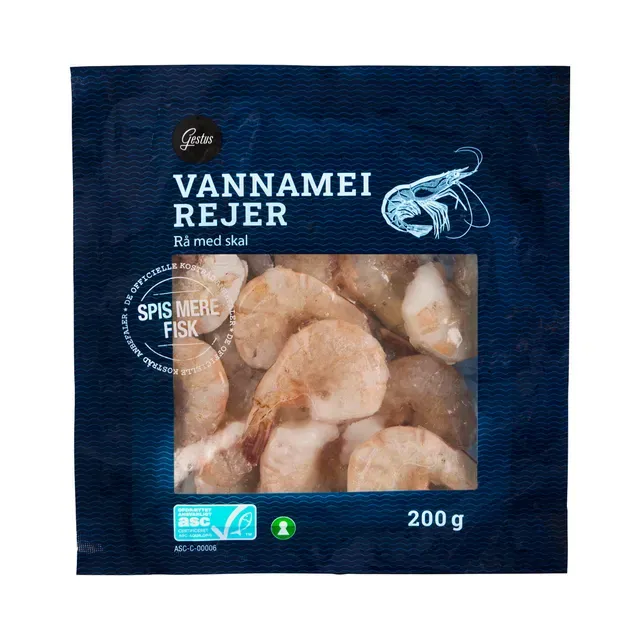 Vannamei krevetid (koorimata, peata), külmutatud, GESTUS, 200 g