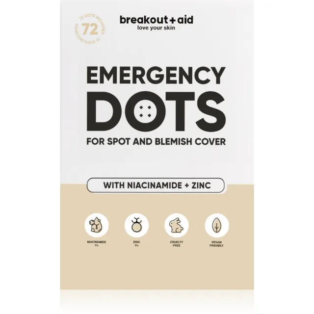 breakout + aid Emergency Dots For Spots and Blemishes Kohalik akneravi niatsiinamiidi ja tsingiga 72 tk