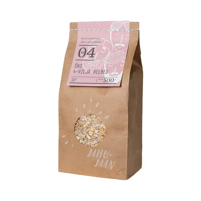 Mahe 4-vilja helbed (rukis, oder, spelta, kaer), JAHU-JAAN, 500 g