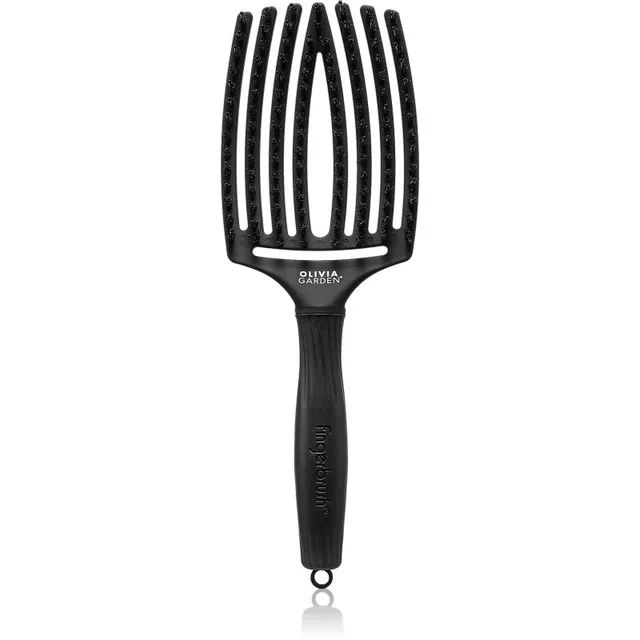 Olivia Garden Fingerbrush Boar & Nylon Juuksehari nailoni ja metssea harjastega Full Black L 1 tk