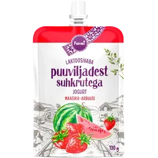 Jogurt maasika-arbuusi puuviljadest suhkrutega laktoosivaba, FARMI, 130 g