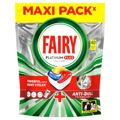 Nõudep.k. Fairy Platinum Plus Lemon 40tk