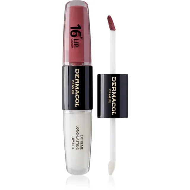 Dermacol 16H Lip Colour Kauapüsiv huulepulk ja huuleläige varjund 12 Trouble Free 2x4 ml