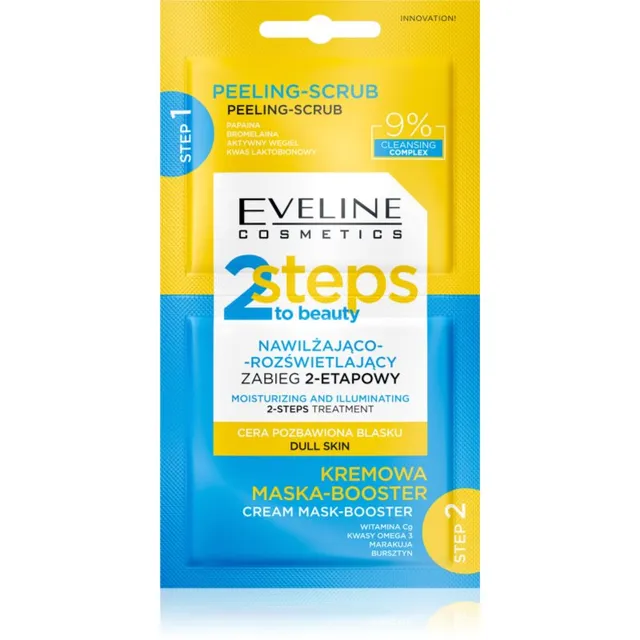 Eveline Cosmetics 2 Steps To Beauty Intensiivselt niisutav ja kirgastav hooldus näole 2x4 ml