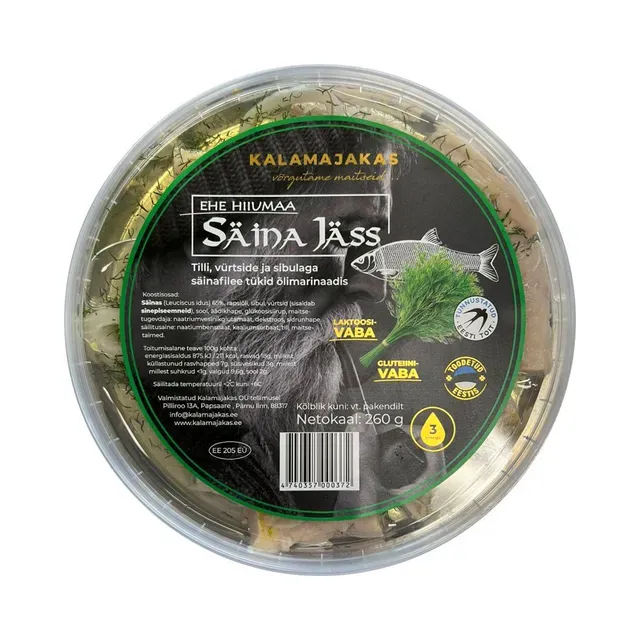Säina Jäss marineeritud tilli, vürtside ja sibulaga, KALAMAJAKAS, 260 g