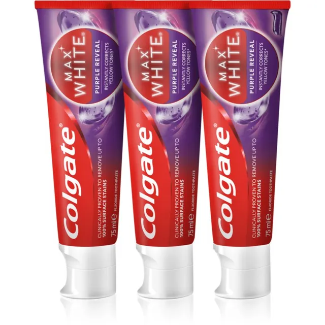 Colgate Max White Purple Reveal Värskendav hambapasta 3x75 ml