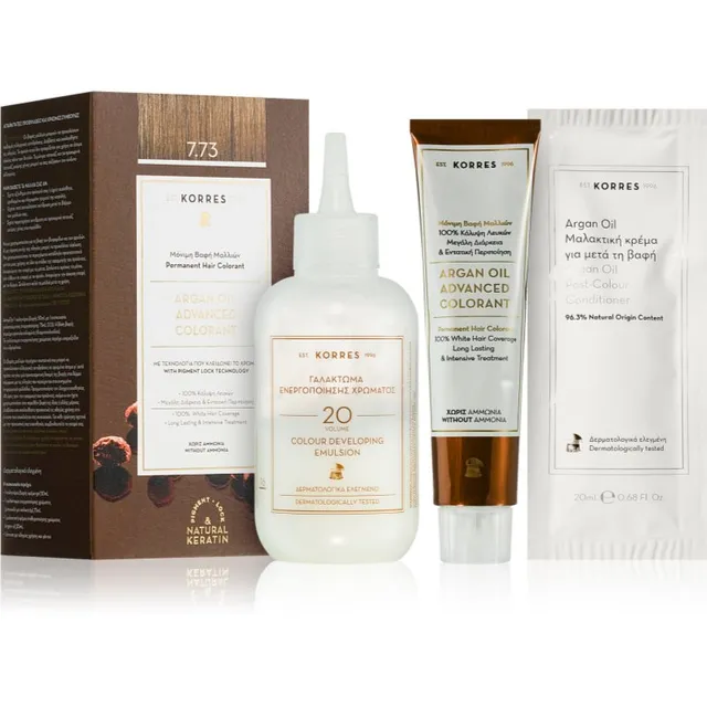 Korres Argan Oil Püsijuuksevärv argaaniaõliga varjund 7.73 Golden Mocha 50 ml