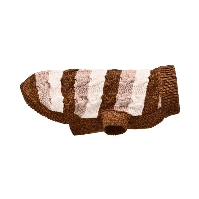 Little&Bigger Chenille Braided Stripe S kampsun, pruun